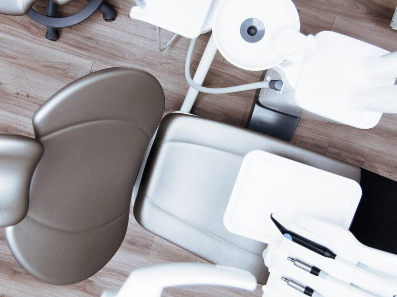 A dentist chair is all ready for upcoming patient